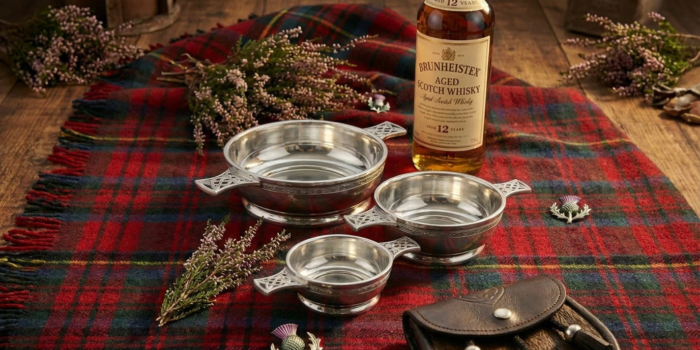 SCOTTISH PEWTER WHISKY QUAICH BOWLS
