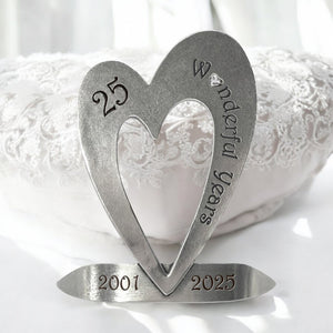 25° Anniversario di matrimonio d'argento Cuore regalo Keepsake con cristallo Swarovski personalizzato con i tuoi anni