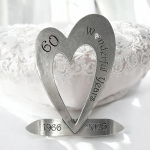 60 ° Diamond Wedding Anniversary cuore Keepsake regalo con cristallo Swarovski personalizzato con i tuoi anni