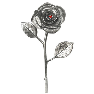 Valentine Everlasting Love Forever Pewter Rose With Swarovski Heart Crystal Keepsake Gift