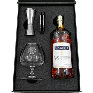 Luxury Brandy Gift Set Includes Bottle, Personalised Brandy Glass, Spirit Measure and 2 Coasters