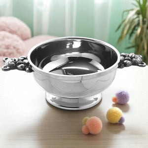 3 Inch Childrens Teddy Bear Handle Pewter Quaich Bowl Christening Gift