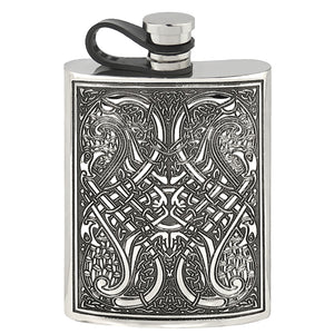 6oz Pewter Hip Flask with Celtic Knot Design and Flexi Cap