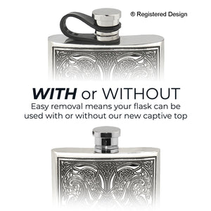 6oz Pewter Hip Flask with Celtic Knot Design and Flexi Cap