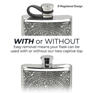6oz Tree Of Life Pewter Hip Flask with Flexi Cap
