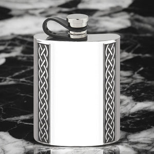 6oz Pewter Hip Flask with Embossed Celtic design and Flexi Cap