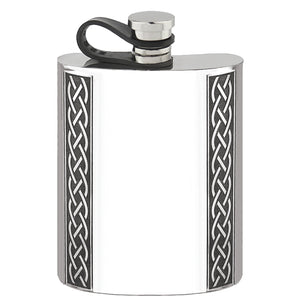 6oz Pewter Hip Flask with Embossed Celtic design and Flexi Cap