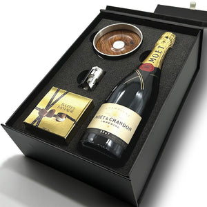 Luxury Champagne Gift Set Includes Bottle, Pewter Bottle Coaster, Pewter Bottle Sealer & Truffles