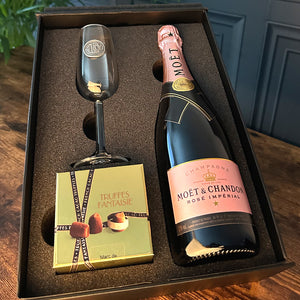 Luxury Champagne Gift Set Includes Bottle, Personalised Champagne Flute & Truffles