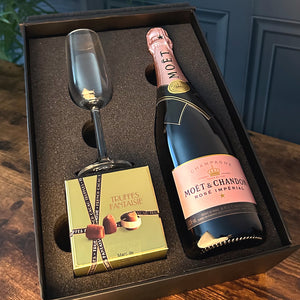 Luxury Champagne Gift Set Includes Bottle, Champagne Flute & Truffles