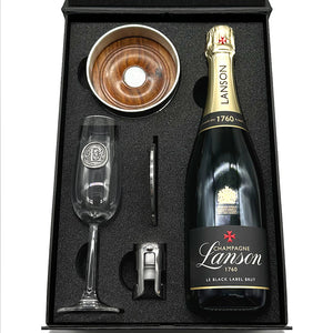 Luxury Champagne Gift Set Includes Bottle, Personalised Champagne Flute, Pewter Bottle Coaster, Pewter Champagne Sealer & Pewter Coaster