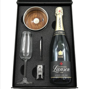 Luxury Champagne Gift Set Includes Bottle, Champagne Flute, Pewter Bottle Coaster, Pewter Champagne Sealer & Pewter Coaster