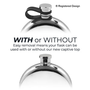 6oz Round Pewter Hip Flask with Flexi Cap