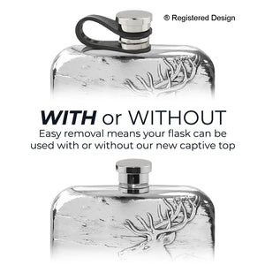 6oz Embossed Stag Purse Pewter Hip Flask