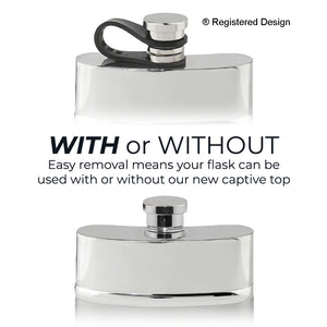 6oz Satin Band Pewter Hip Flask with Flexi Cap