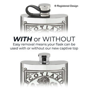 6oz Scottish Rampant Lion Pewter Hip Flask with Flexi Cap