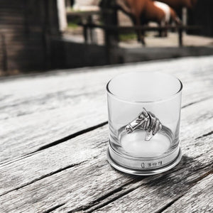 11oz Horse Head Pewter Whisky Glass Tumbler Set of 2