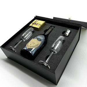 Luxury Champagne Gift Set Includes Bottle, 2 Champagne Flutes, Pewter Champagne Sealer & Truffles