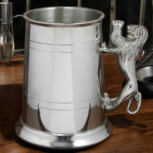 1 Pint* Pewter Beer Mug Tankard With Scottish Rampant Lion Handle