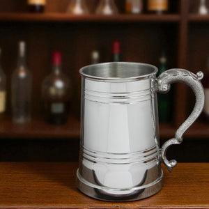 1 Pint* Pewter Beer Mug Tankard With Ornate Handle