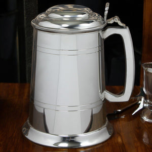 1 Pint* Standard Pewter Beer Mug Stein Tankard with Hinged Lid