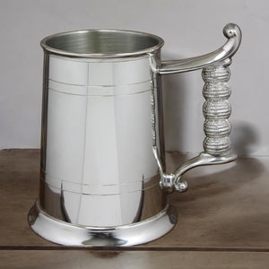 1 Pint* Classic Pewter Beer Mug Tankard With Rope Handle
