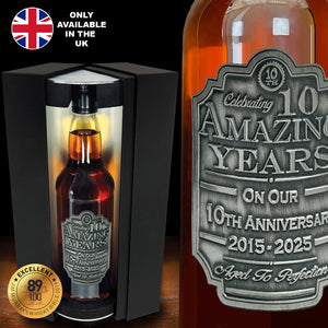 10th Wedding Anniversary Whisky Gift Set Bottle & Box 2015-2025