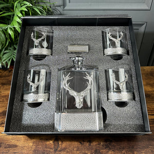 Regal 650ml Whisky, Wine & Spirits Stag Decanter Gift Set Includes 4x 11oz Regal Stag Tumblers