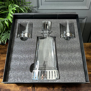 Monaco 650ml Whisky, Wine & Spirits Decanter Gift Set Includes 2x 11oz Monaco Pewter Tumblers