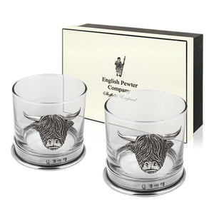 11oz Stag Head Pewter Whisky Glass Tumbler Set of 2