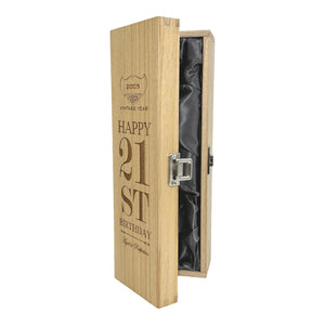 21st Birthday Single Hinged Champagne Wine Or Whiskey Wooden Box 2005