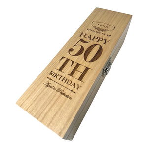 50th Birthday Single Hinged Champagne, Wine Or Whiskey Wooden Box 1976