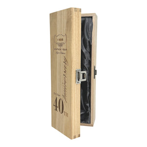 Scatola di legno con cerniera singola per il 40° anniversario di Champagne, vino o whisky