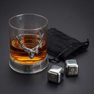 Set of premium stainless steel ice cubes.