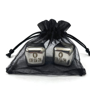 Set of premium stainless steel ice cubes.