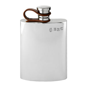 4oz Pewter Hip Flask with Leather Captive Top