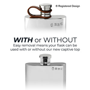 4oz Pewter Hip Flask with Leather Captive Top