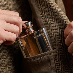 4oz Pewter Hip Flask with Leather Captive Top