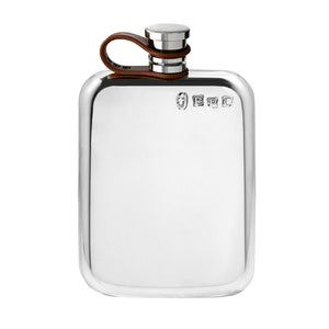 4oz Pewter Purse Hip Flask with Leather Captive Top