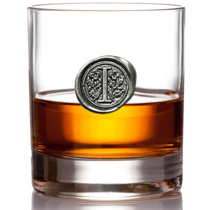 Monogram Whiskey Whisky Glass Tumbler Personalised Gift With Pewter Initial