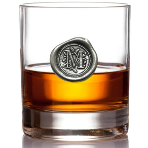 Monogram Whiskey Whisky Glass Tumbler Personalised Gift With Pewter Initial