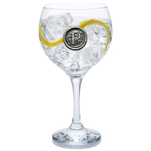 Monogram Gin Glass Personalised Gift With Pewter Initial