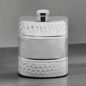 6oz gehämmert Design Zinn Flachmann mit Satin Mitte Band