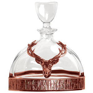 Majestic 570ml Whisky, Wine & Spirits Copper Stag Crystal Decanter Gift Set Includes 4x 11oz Stag Copper Tumblers