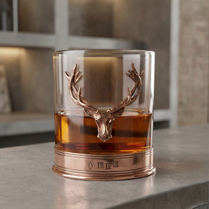 11oz Copper Stag Head Pewter Whisky Glass Tumbler