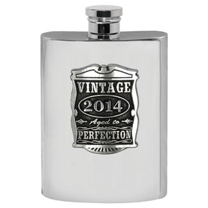 10th Anniversary Gift 2014 Vintage Years Pewter Hip Flask