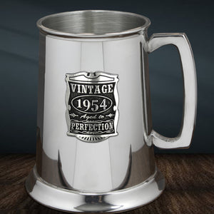 70th Birthday or Anniversary Gift 1954 Vintage Years Pewter Beer Mug Tankard