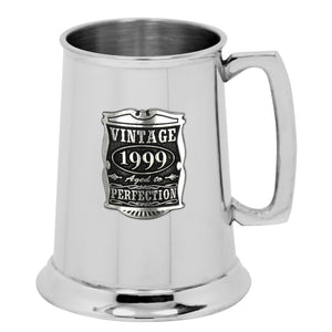25th Birthday or Anniversary Gift 1999 Vintage Years Pewter Beer Mug Tankard