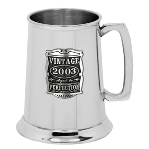 21st Birthday Gift 2003 Vintage Years Pewter Beer Mug Tankard