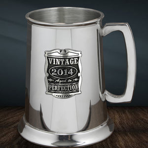 10th Anniversary Gift 2014 Vintage Years Pewter Beer Mug Tankard